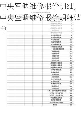 中央空调维修报价明细,中央空调维修报价明细清单